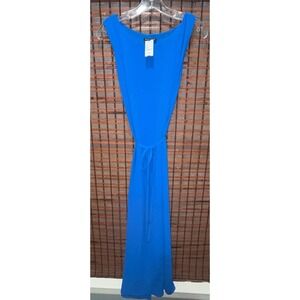 Women's‎ Eileen Fisher 100% Silk Crepe Georgette dress Medium Belt Blue NWT $388